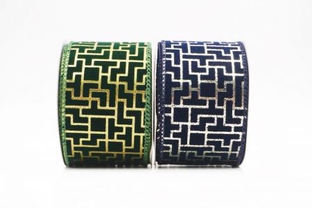 Geometric Maze Pattern Metallic Wired Ribbon_KF9617 (2)